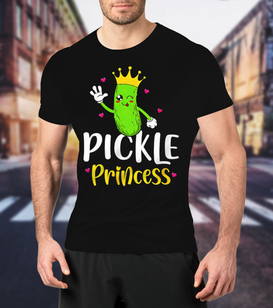 Pickle Princess Cute Crowned Character With Hearts T-Shirt