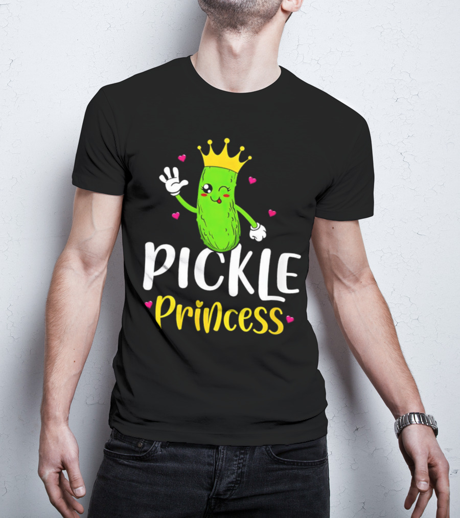 Pickle Princess Cute Crowned Character With Hearts T-Shirt