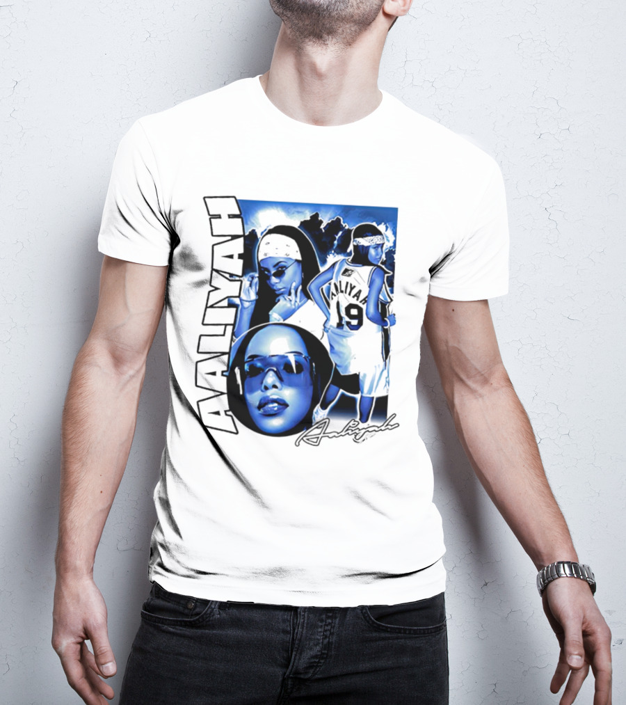 Aaliyah Vintage Rap Aaliyah 90s Style University Blue Jordan T-Shirt