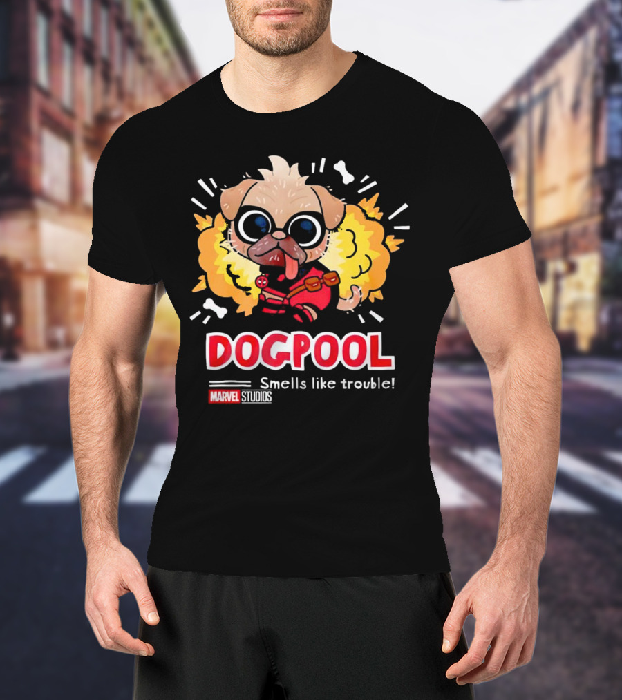 Deadpool Marvel Studios Dogpool Smells Like Trouble T-Shirt