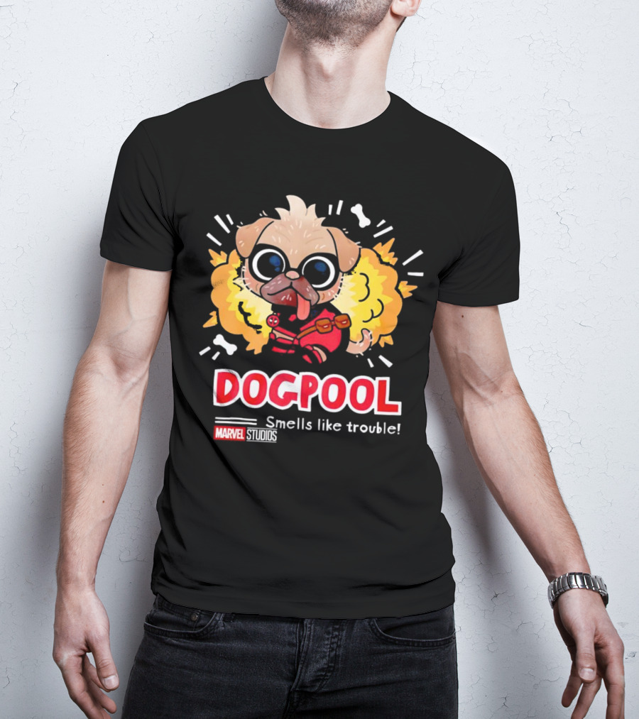 Deadpool Marvel Studios Dogpool Smells Like Trouble T-Shirt