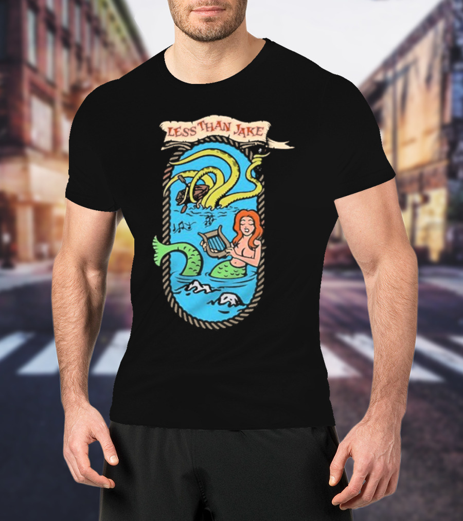 Less Than Jake Mermaid And Sea Monster Playing Music T-Shirt