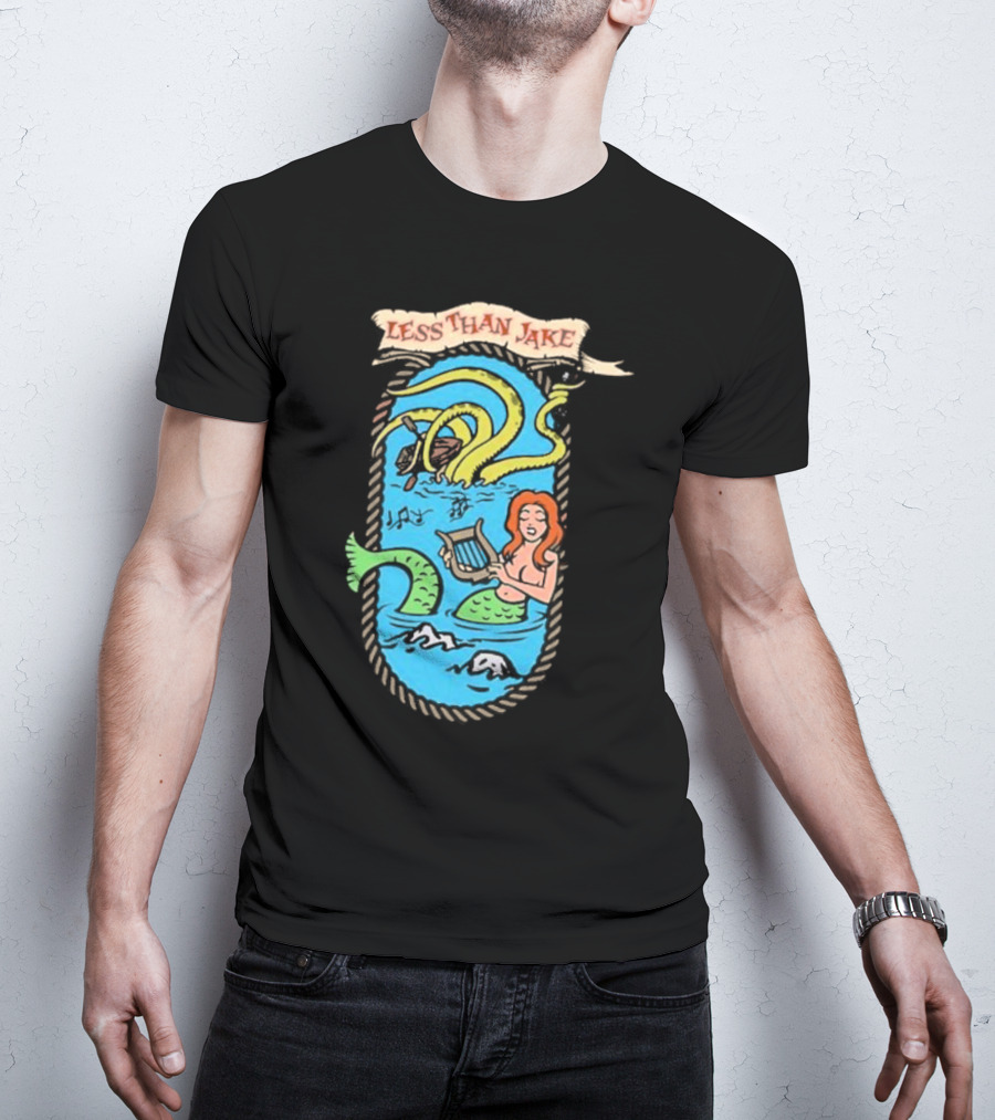 Less Than Jake Mermaid And Sea Monster Playing Music T-Shirt