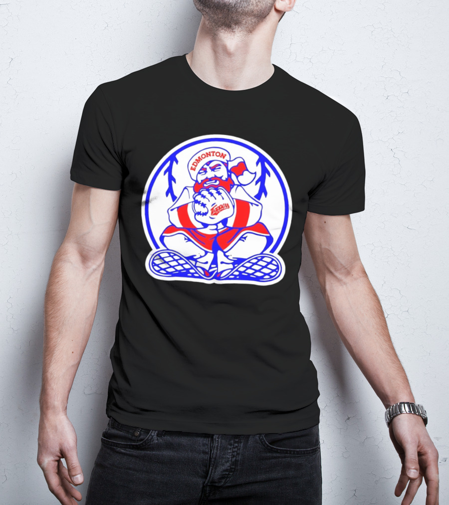 Edmonton Trappers Santa Logo Baseball Winter T-Shirt