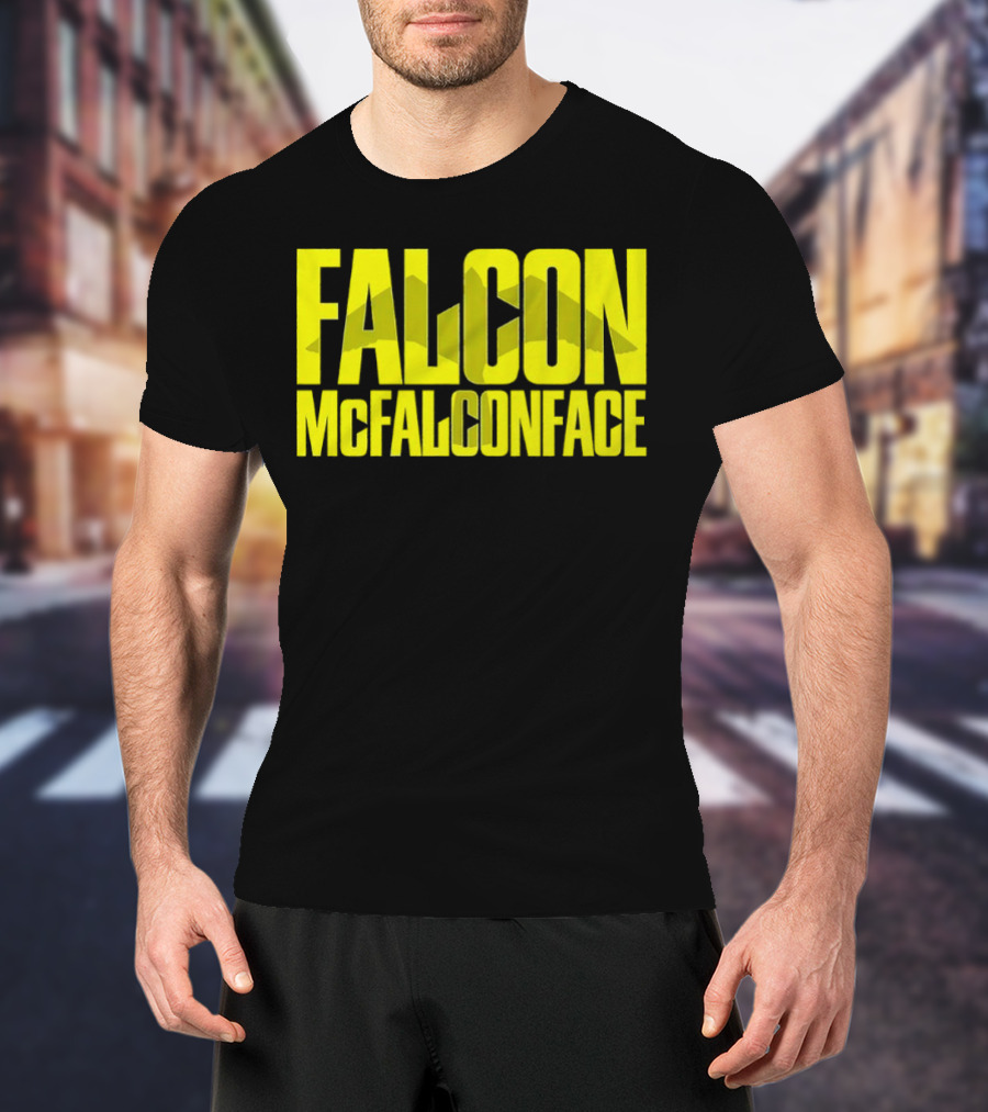 Falcon McFalconface Bold Yellow Text With Falcon T-Shirt