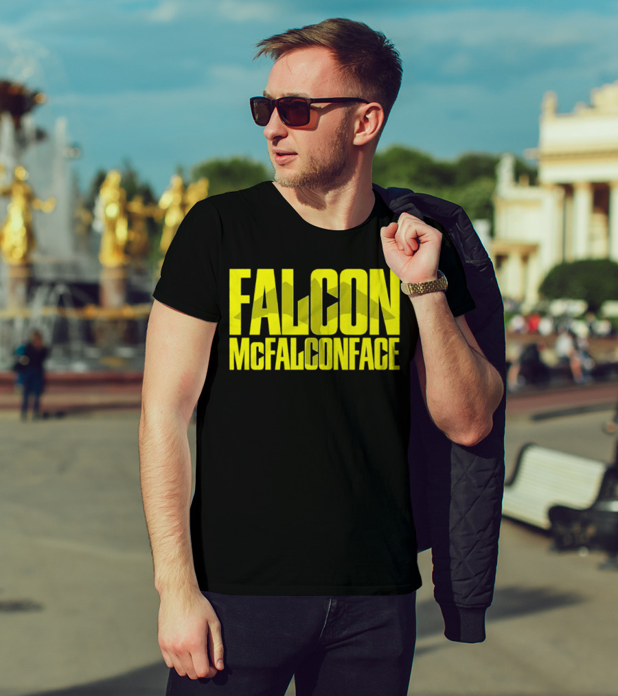 Falcon McFalconface Bold Yellow Text With Falcon T-Shirt
