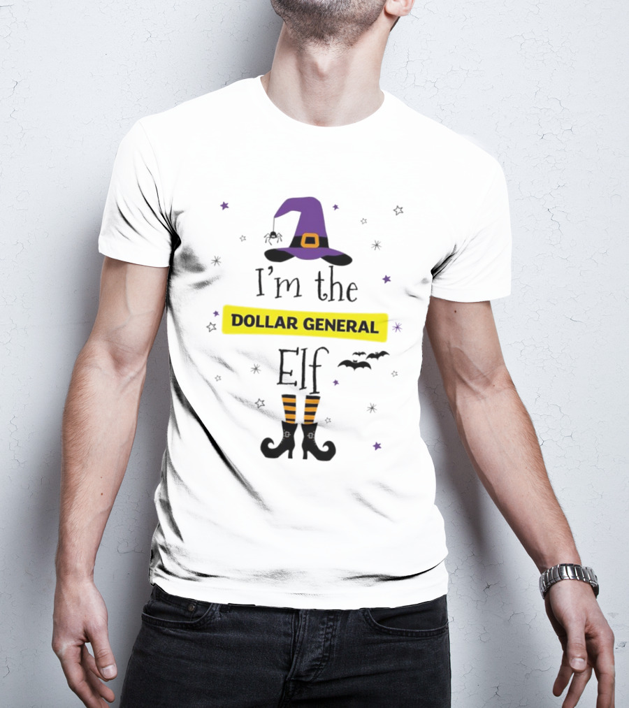 I'm The Dollar General Elf Halloween Witch Hat And Boots Theme T-Shirt