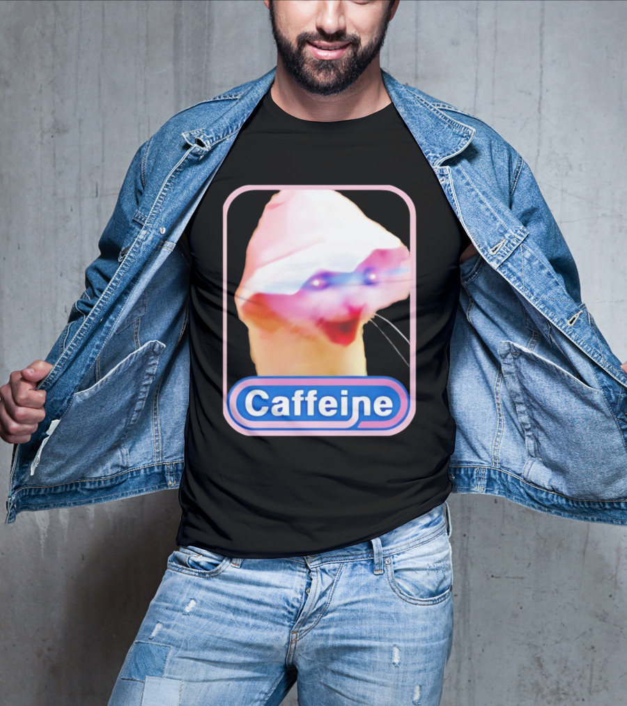 K45ink Caffeine Meme Cat With Glowing Eyes T-Shirt