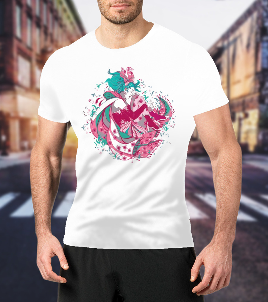 The Floating Garden Lovers In Bloom With Vibrant Floral Embrace T-Shirt