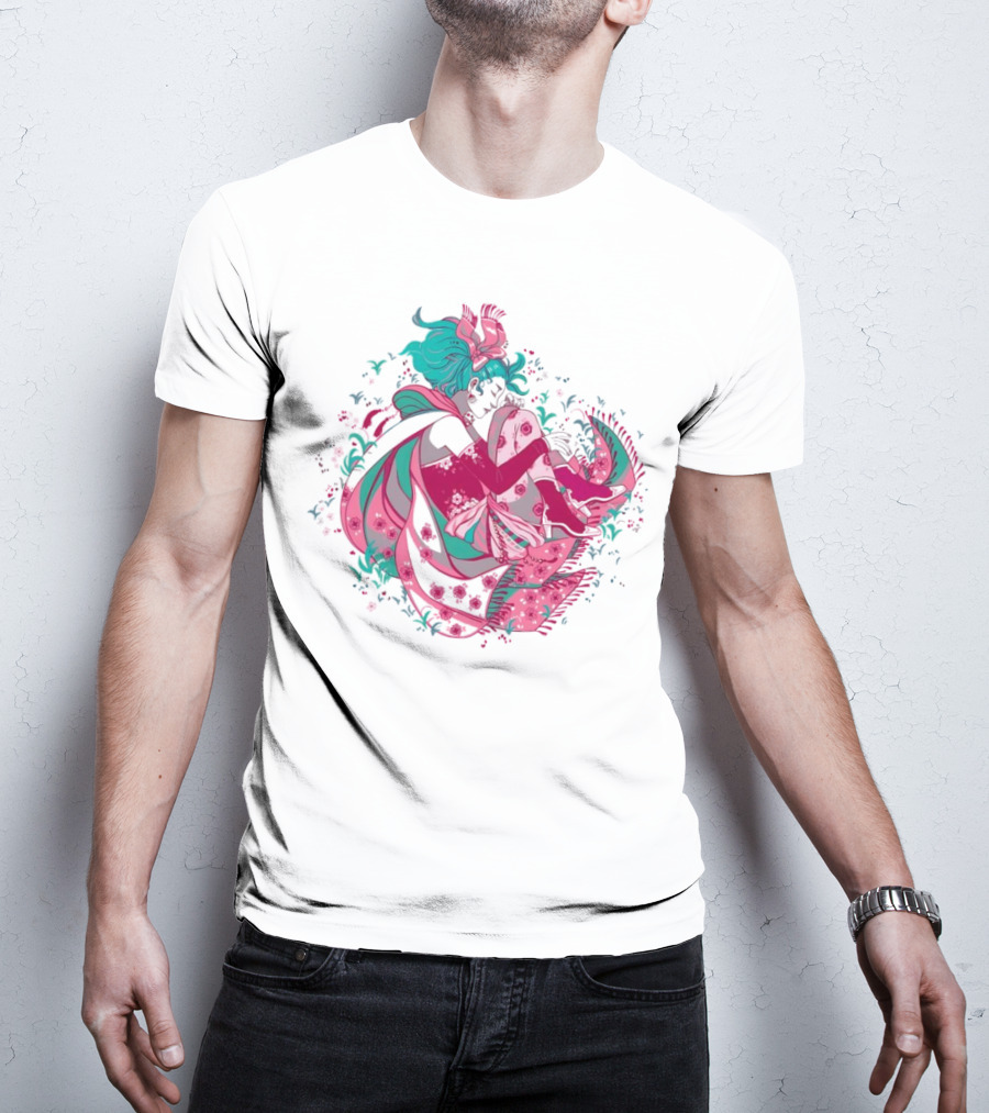 The Floating Garden Lovers In Bloom With Vibrant Floral Embrace T-Shirt