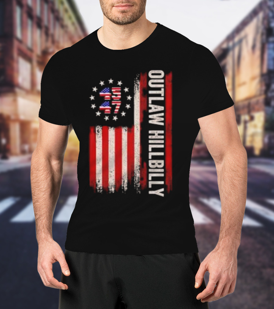 Outlaw Hillbilly American Flag 1776 Stars Stripes T-Shirt
