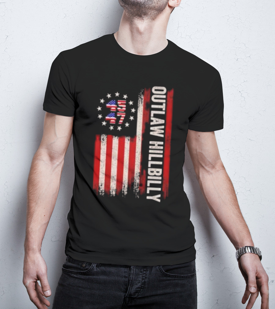 Outlaw Hillbilly American Flag 1776 Stars Stripes T-Shirt