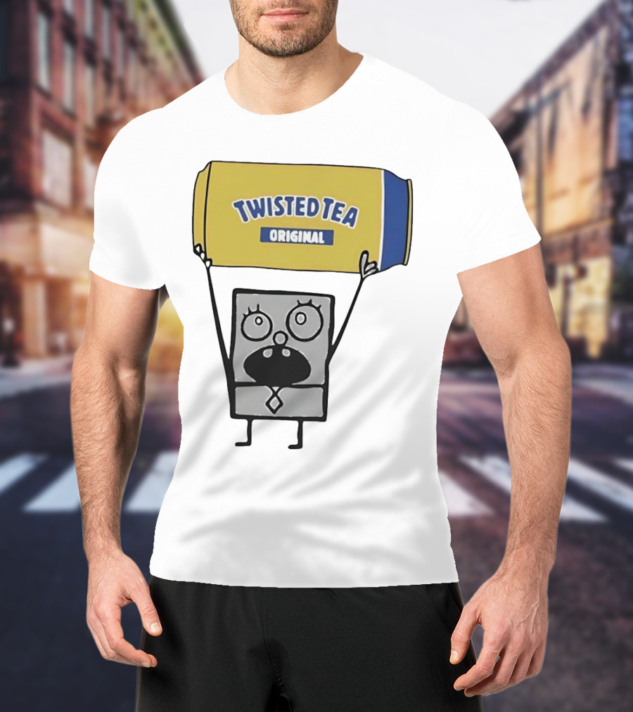 SpongeBob Doodlebob Holding Twisted Tea Original Can T-Shirt