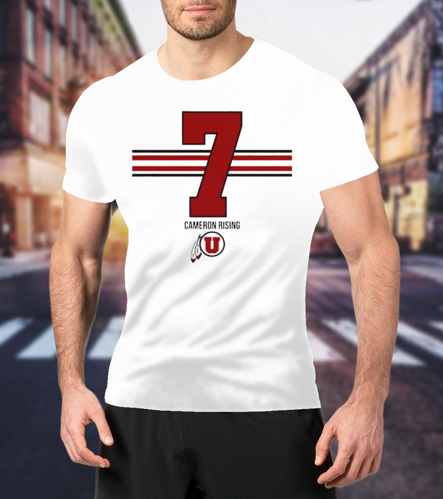 Cameron Rising Utah Utes Number 7 Stripe T-Shirt