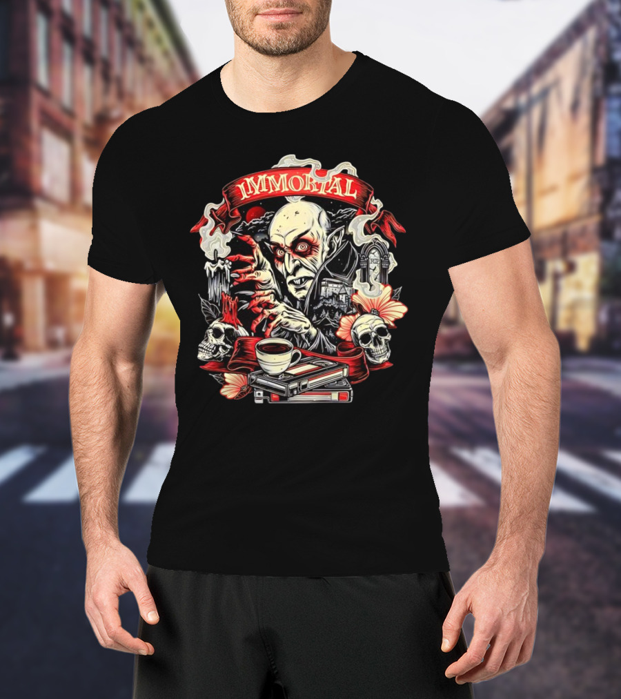 Count Orlok Nosferatu Immortal Vampire With Skulls And Coffin Mug T-Shirt