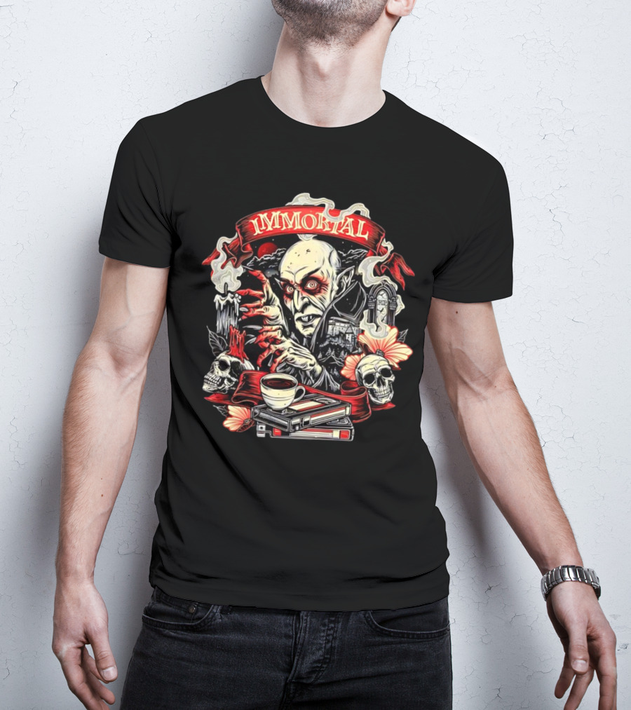 Count Orlok Nosferatu Immortal Vampire With Skulls And Coffin Mug T-Shirt