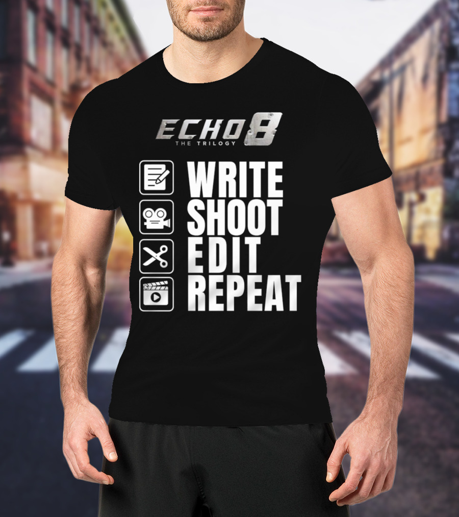 Echo 8 The Trilogy Write Shoot Edit Repeat Icons T-Shirt
