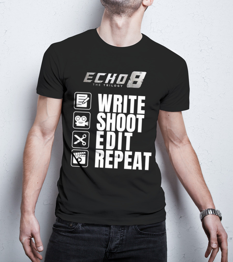 Echo 8 The Trilogy Write Shoot Edit Repeat Icons T-Shirt