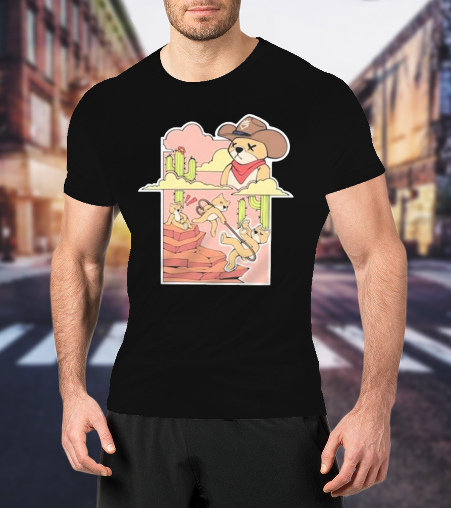 Rich And Lonely Outlaw Richie Cowboy Bear Adventure Cactus Desert T-Shirt