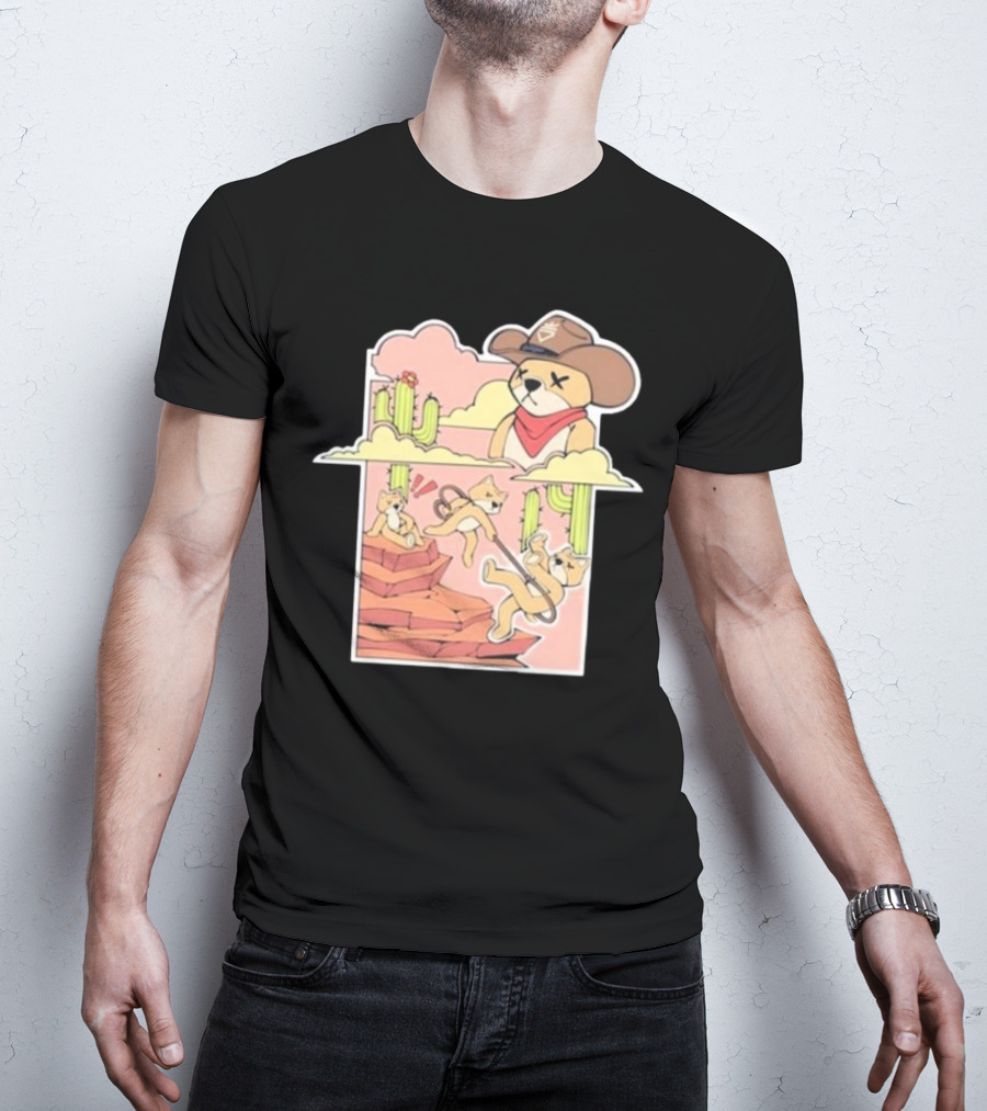 Rich And Lonely Outlaw Richie Cowboy Bear Adventure Cactus Desert T-Shirt