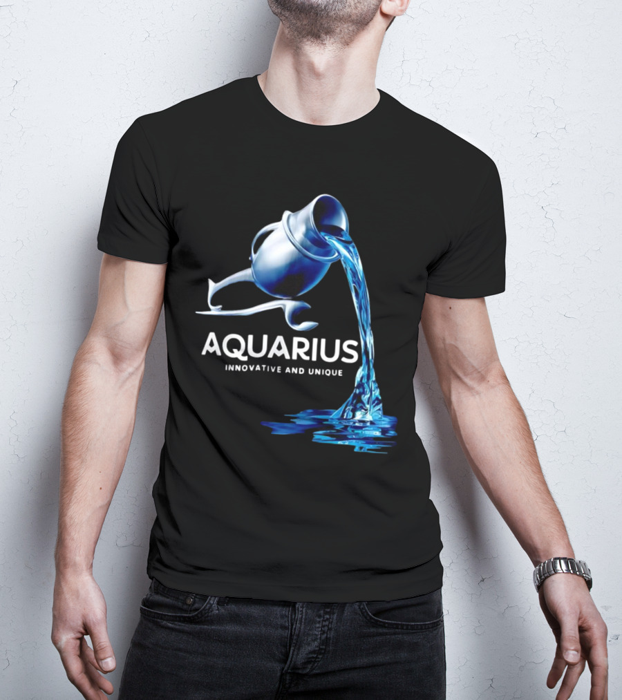 Aquarius Zodiac Sign Innovative And Unique Water Bearer Pouring Blue Water T-Shirt