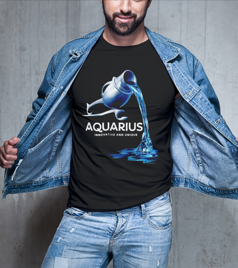 Aquarius Zodiac Sign Innovative And Unique Water Bearer Pouring Blue Water T-Shirt