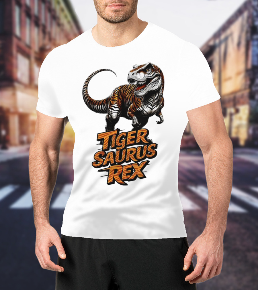 Fierce Tiger Saurus Rex Dinosaur Tiger Saurus Rex T-Shirt