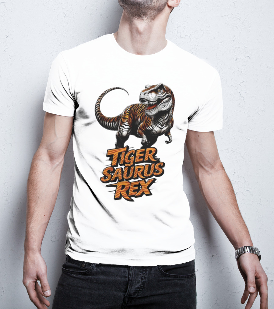 Fierce Tiger Saurus Rex Dinosaur Tiger Saurus Rex T-Shirt
