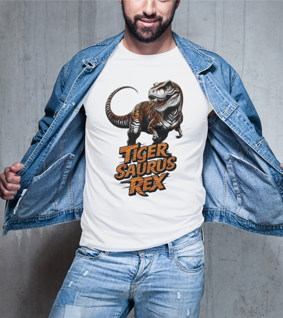 Fierce Tiger Saurus Rex Dinosaur Tiger Saurus Rex T-Shirt