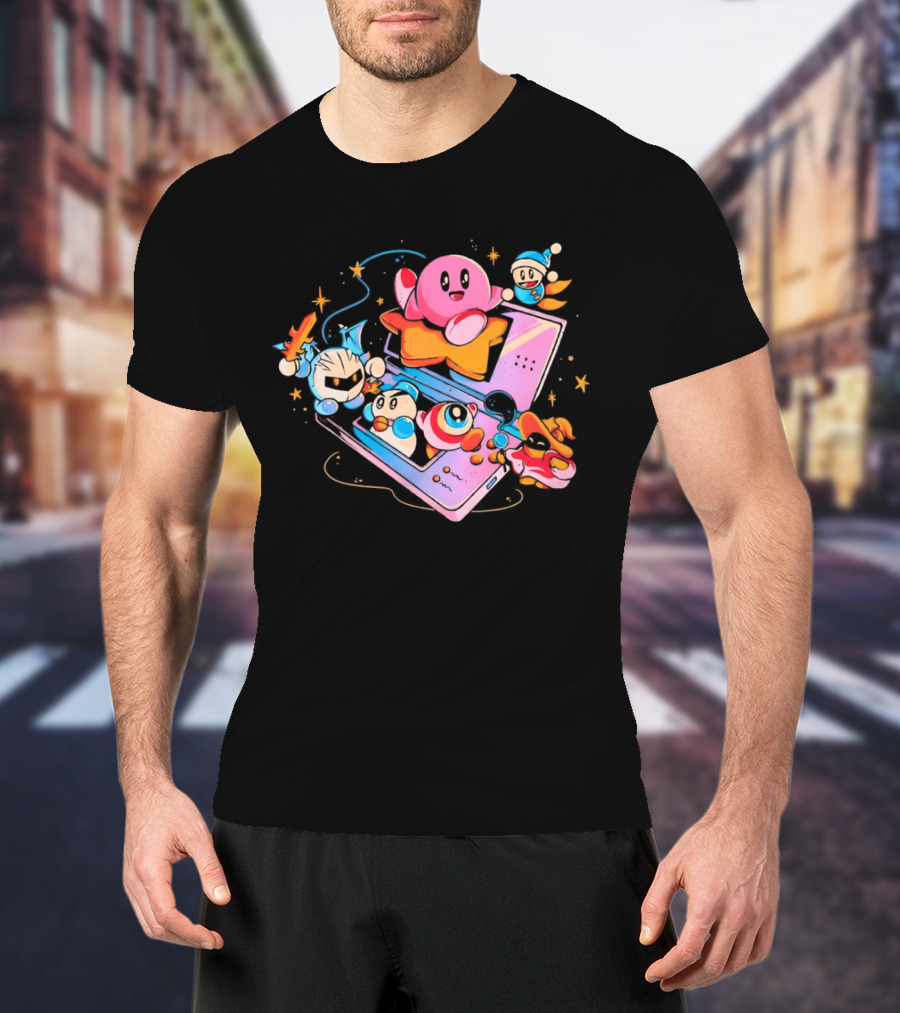 Kirby And Friends Adventure On Pink Portable Game Console T-Shirt