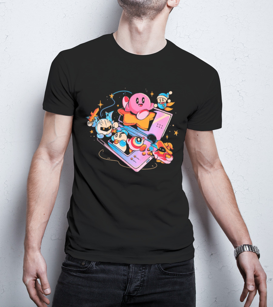 Kirby And Friends Adventure On Pink Portable Game Console T-Shirt