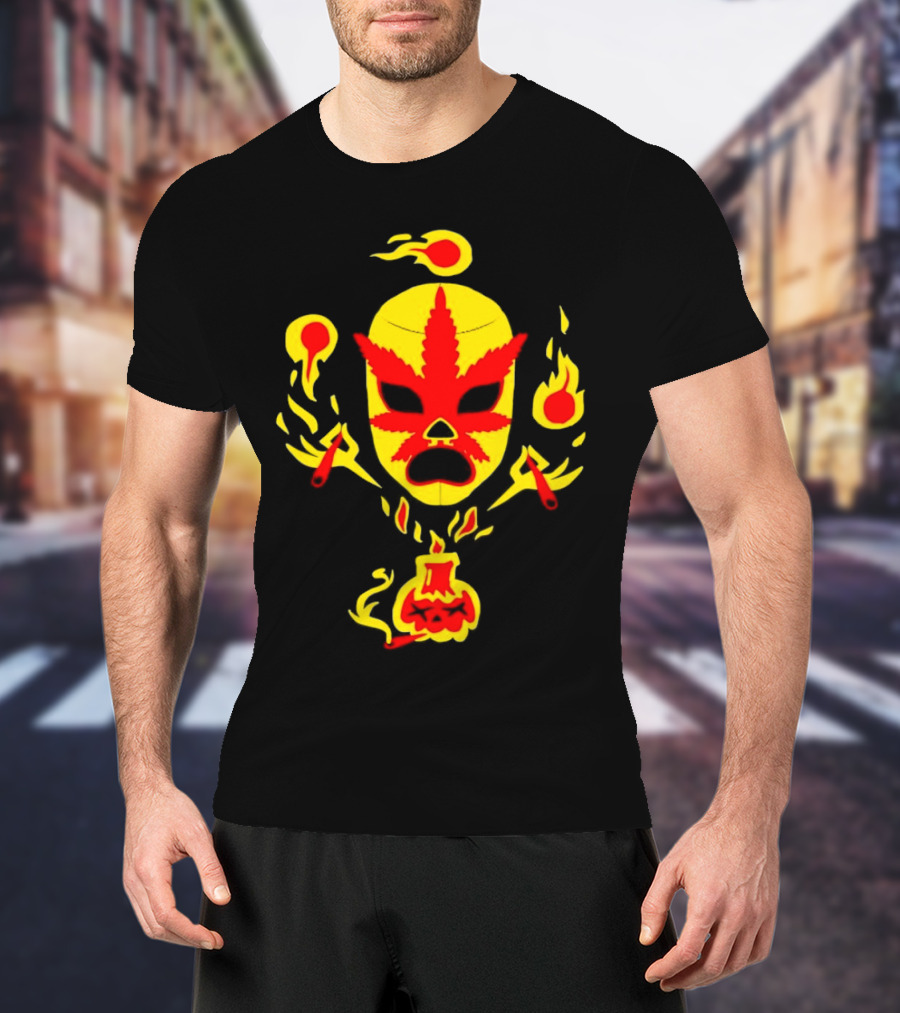 The Ablazing Blitzed Brothers Flaming Leaf Mask T-Shirt