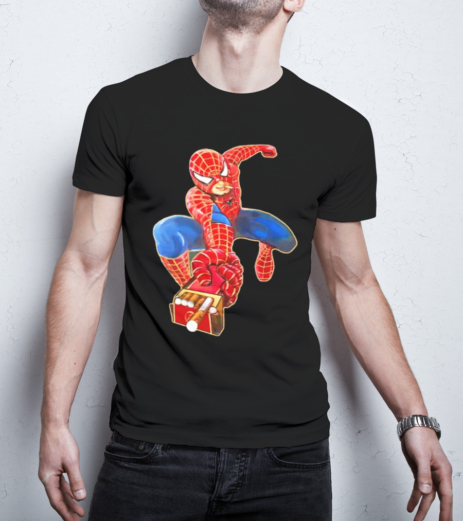 Spiderman Funny Smoking Man Superhero T-Shirt