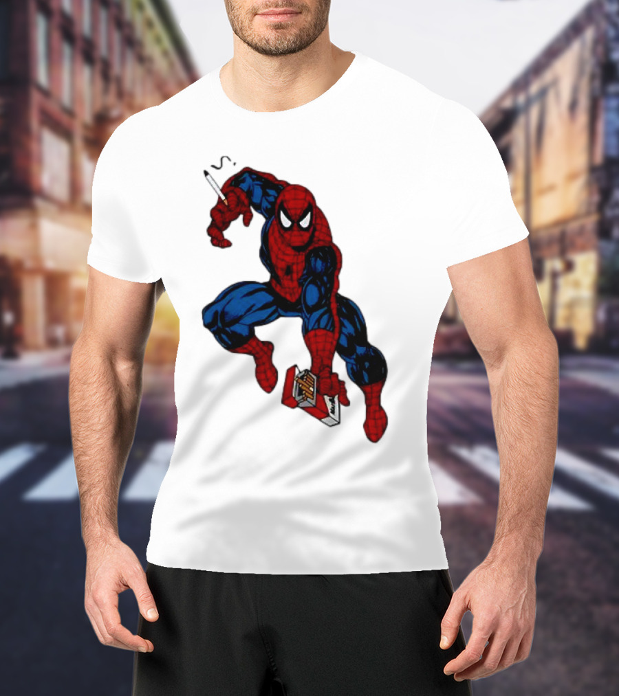 Spider-Man Smokerman Smoking Cigarette Comic T-Shirt