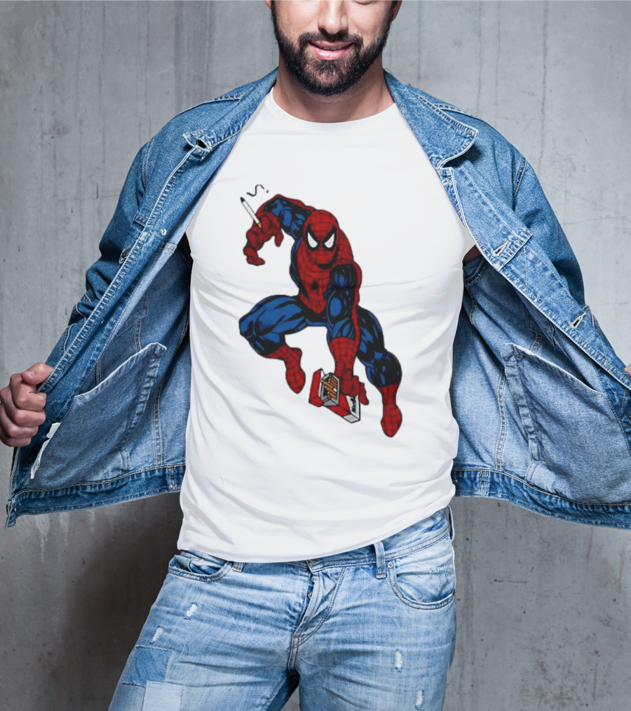 Spider-Man Smokerman Smoking Cigarette Comic T-Shirt