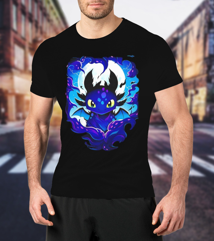 Toothless How To Train Your Dragon Darkness Cartoon Blue Flame T-Shirt