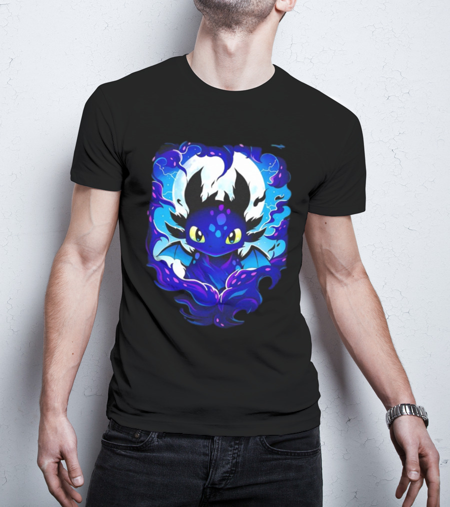 Toothless How To Train Your Dragon Darkness Cartoon Blue Flame T-Shirt