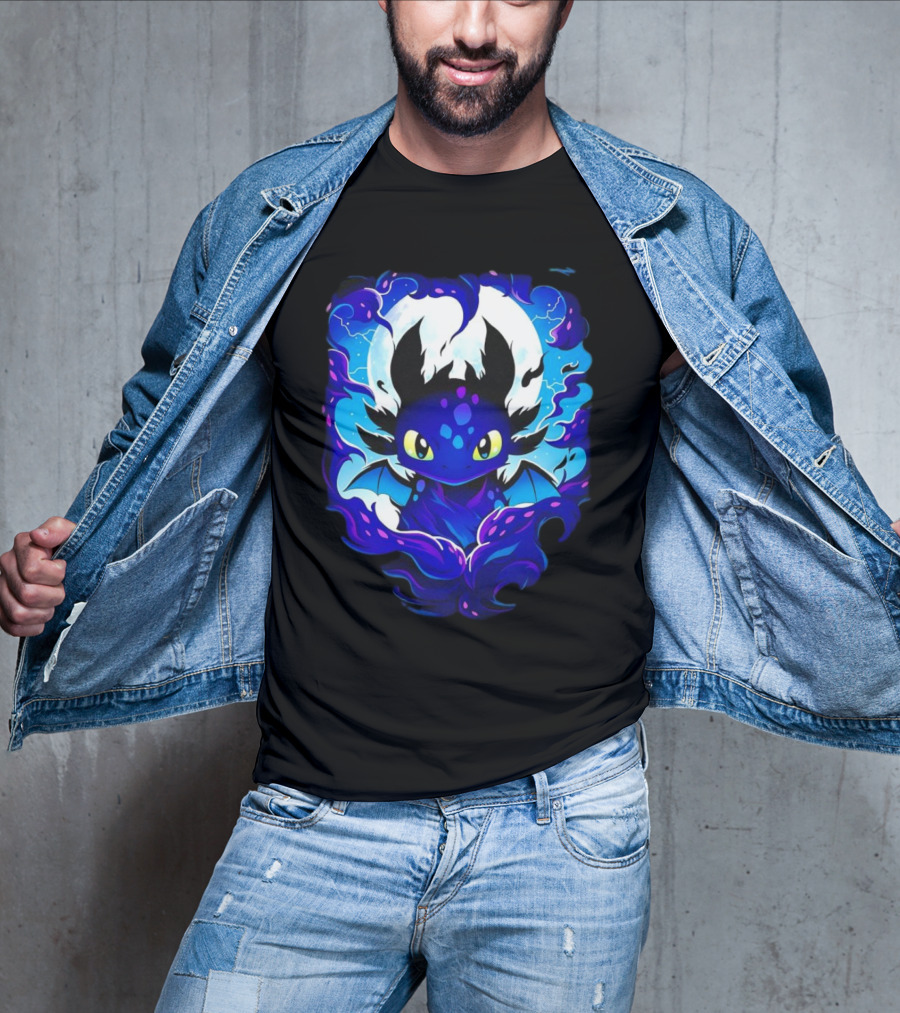 Toothless How To Train Your Dragon Darkness Cartoon Blue Flame T-Shirt