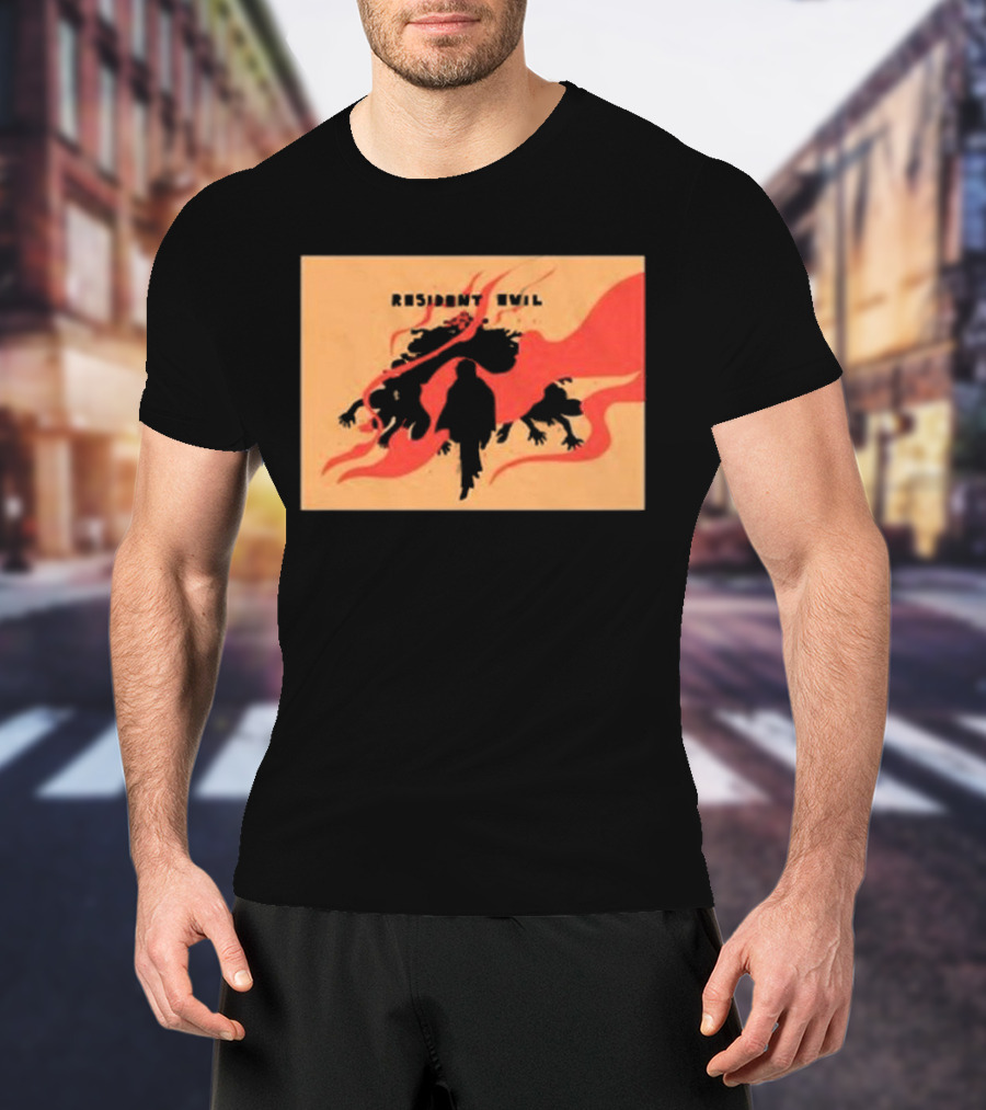 Resident Evil Silhouette Shadow Red Flames T-Shirt
