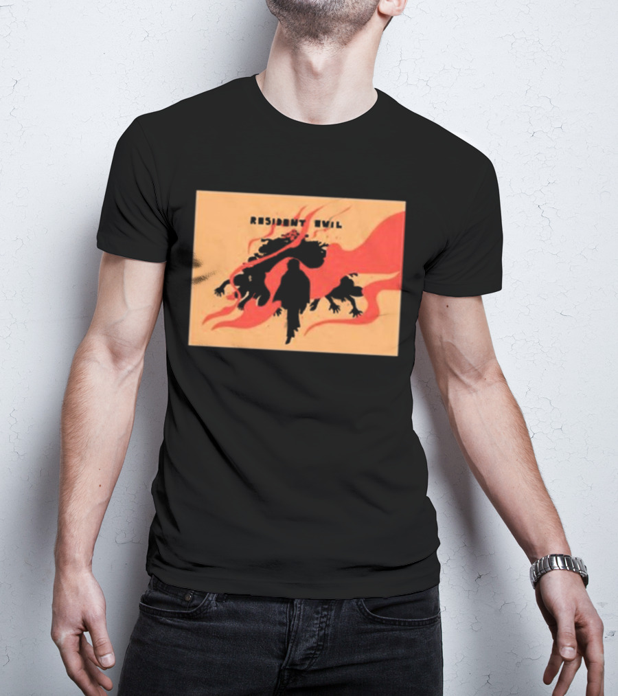 Resident Evil Silhouette Shadow Red Flames T-Shirt