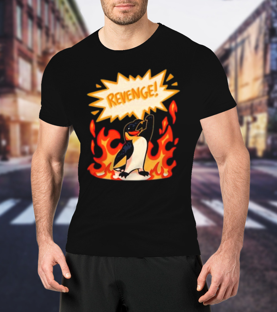 Hazbin Hotel Helluva Boss Revenge Penguin In Flames T-Shirt