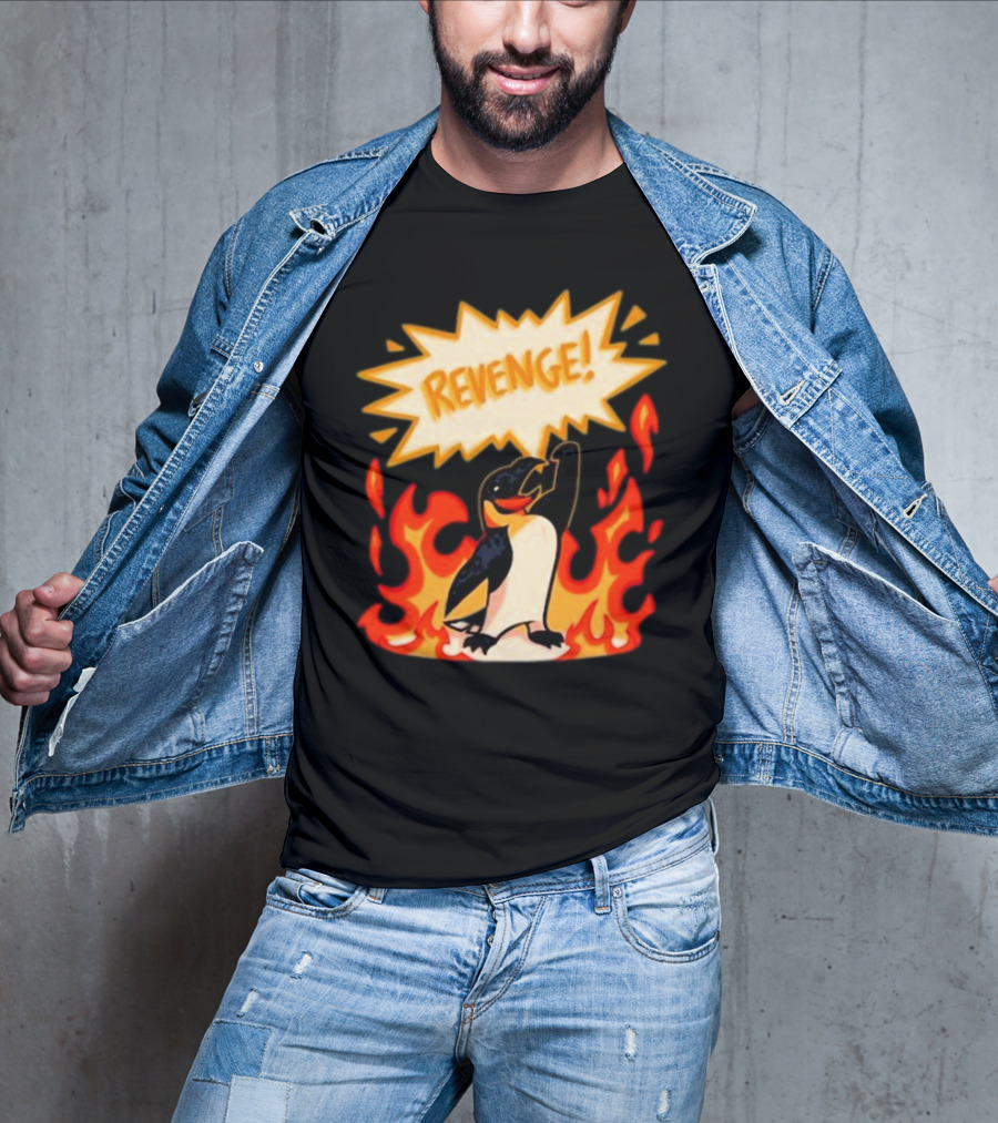 Hazbin Hotel Helluva Boss Revenge Penguin In Flames T-Shirt