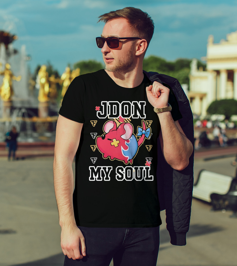 JDON My Soul Rat With Cute Red And Blue Cartoon Mouse With Pizza Slices T-Shirt
