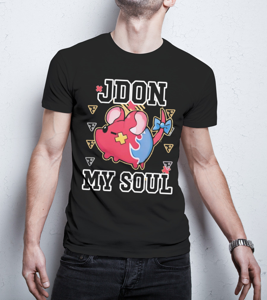 JDON My Soul Rat With Cute Red And Blue Cartoon Mouse With Pizza Slices T-Shirt