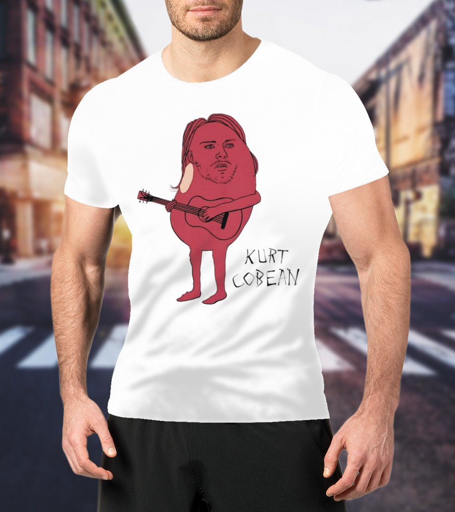 Kurt Cobean Guitar Bean Character T-Shirt