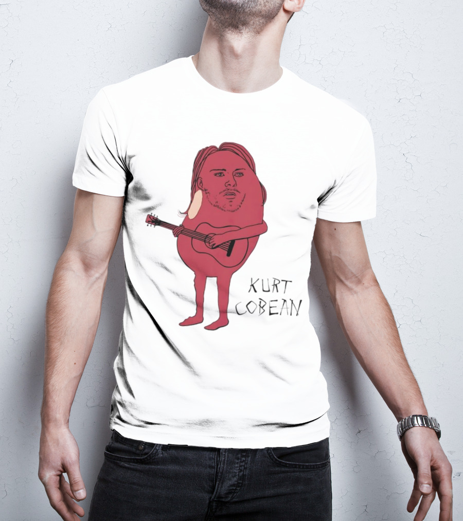 Kurt Cobean Guitar Bean Character T-Shirt