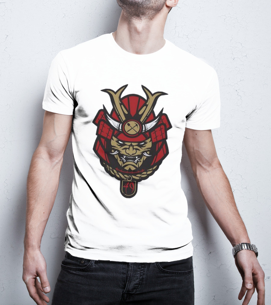 San Francisco 49ers Samurai Head With Crossed Axes And Number 49 T-Shirt