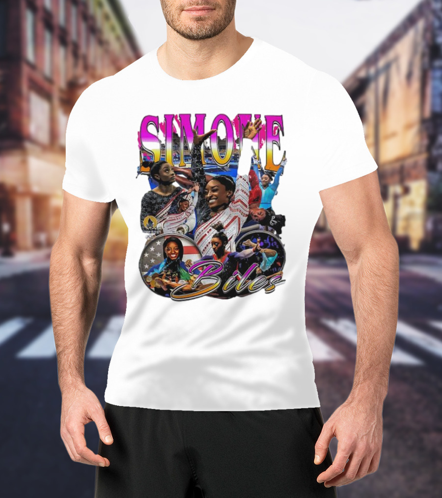 Simone Biles Olympic Champion Retro Collage T-Shirt