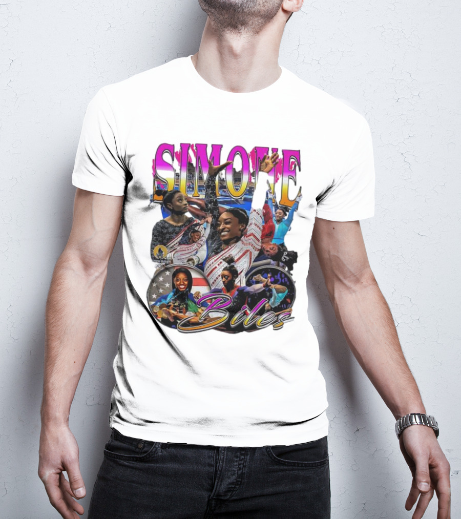 Simone Biles Olympic Champion Retro Collage T-Shirt