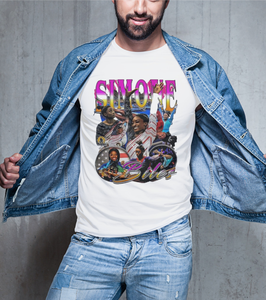 Simone Biles Olympic Champion Retro Collage T-Shirt
